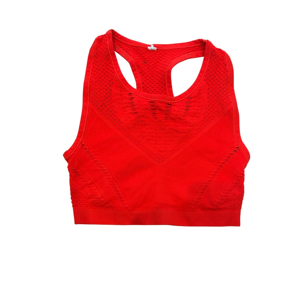 Alo Yoga Seamless Delight Bra Red‎ Racerback Laser Cut Perforated Sports Bra S
